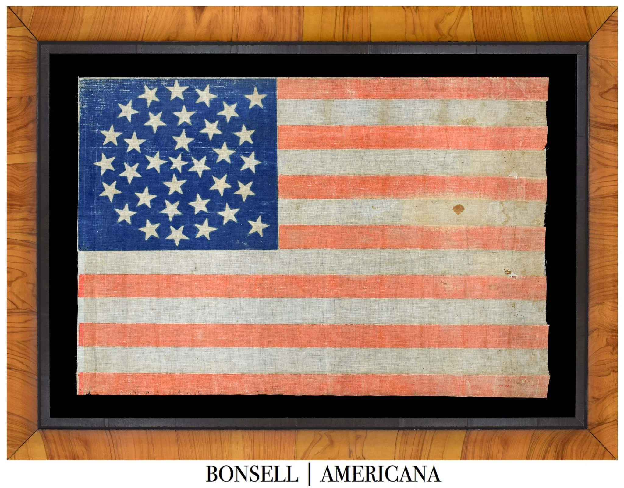 39 Star Antique Flag with an Overprint of the California Bear